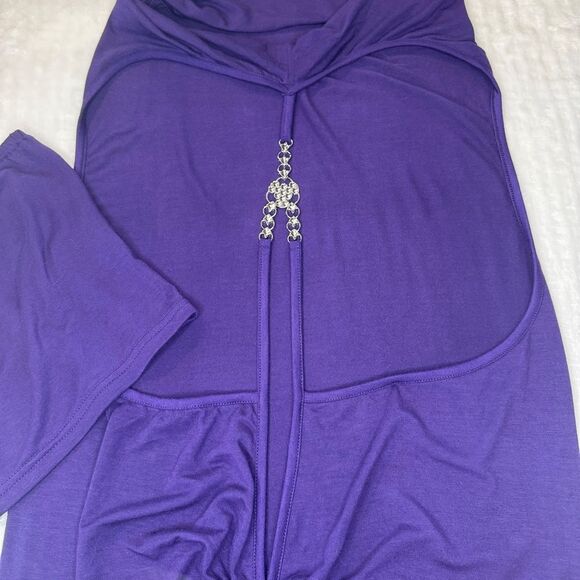 Free w/ $15 purchase Zeagoo Crystal Tank Top Blouse Purple Small Open Back Charm - Picture 4 of 10